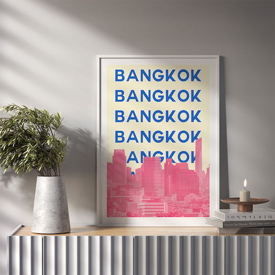 Poster Bangkok Pop Art Pst25520 40cm X 50cm Κορνίζα Φυσικό Ξύλου Μπεζ 63402pd156102f55316