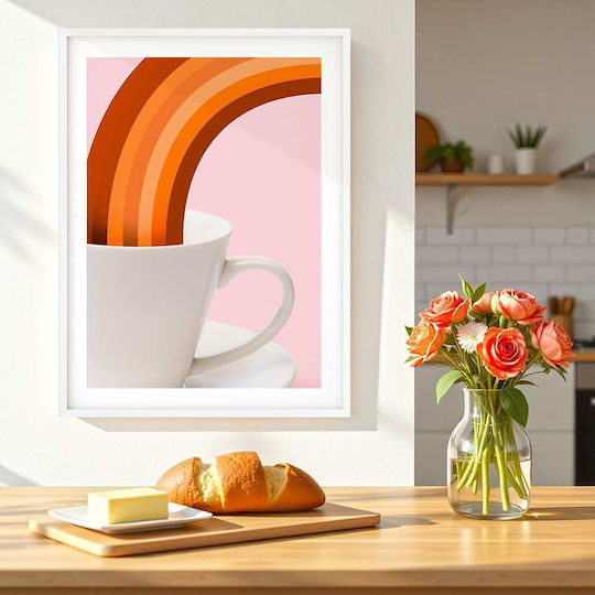 Poster Coffee Rainbow Pst25357 40cm X 50cm Brown Wooden Frame
