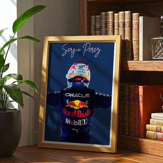 Poster Formula1 Sergio Perez F062 40cm X 50cm White Wooden Frame