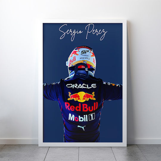 Poster Formula1 Sergio Perez F062 40cm X 50cm White Wooden Frame