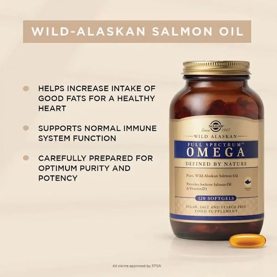 Solgar Omega Salmon Oil 120 ταμπλέτες 120 μαλακές κάψουλες
