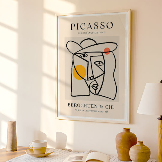 Poster Pablo Picasso Les Dejeurenes Dessins Art238 40cm X 50cm Frame Natural Wooden Beige