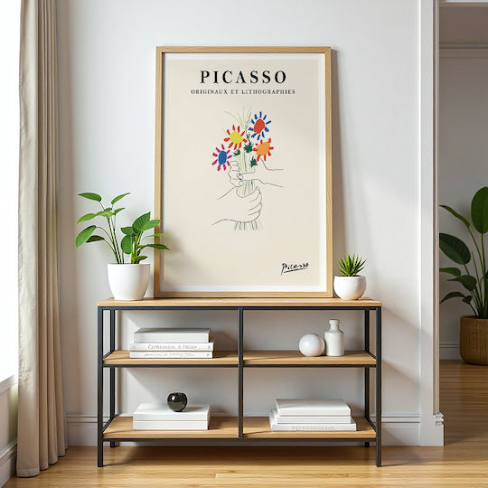 Poster Pablo Picasso Bouquet Peace Art250 40cm X 50cm Κορνίζα Καφέ Ξύλου 63777pd156081f63322