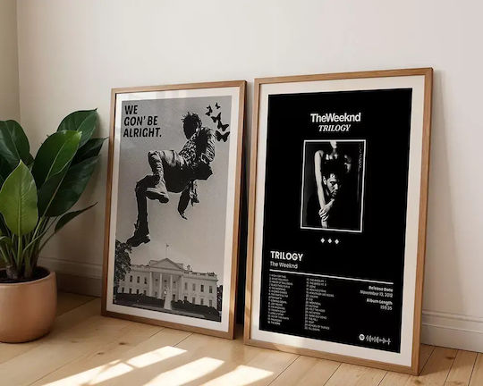 Music Poster Weeknd Trilogy Ms096 40cm X 50cm Brown Wooden Frame