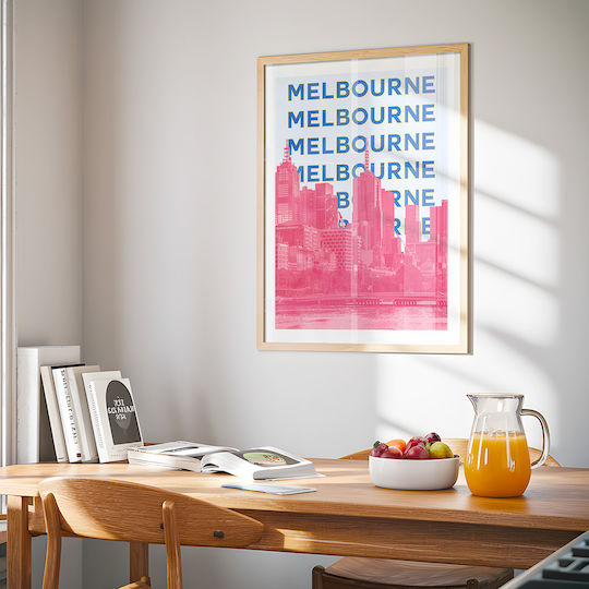 Poster Melbourne Pop Art Pst25511 40cm X 50cm Premium Μαύρο Ξύλινο Κάδρο-63393pd156111f55323