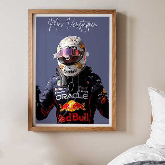 Poster Formula1 Max Verstappen F058 40cm X 50cm Black Wooden Frame