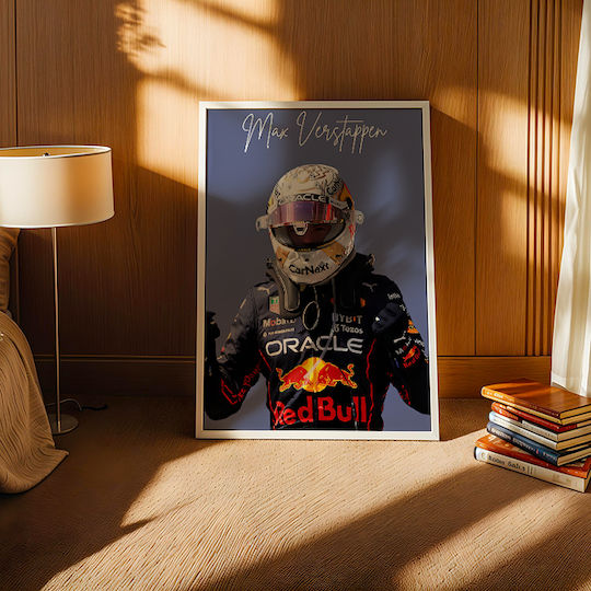 Poster Formula1 Max Verstappen F058 40cm X 50cm Black Wooden Frame