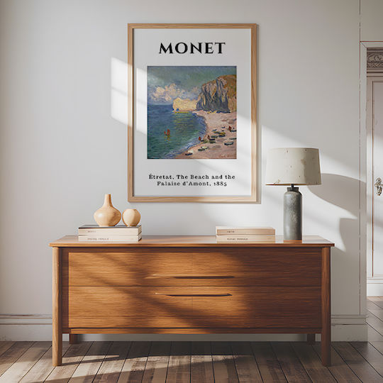 Poster Claude Monet Beach Falaise D Amont Art232 40cm X 50cm Μαύρη Ξύλινη Κορνίζα-63368pd156123f55321