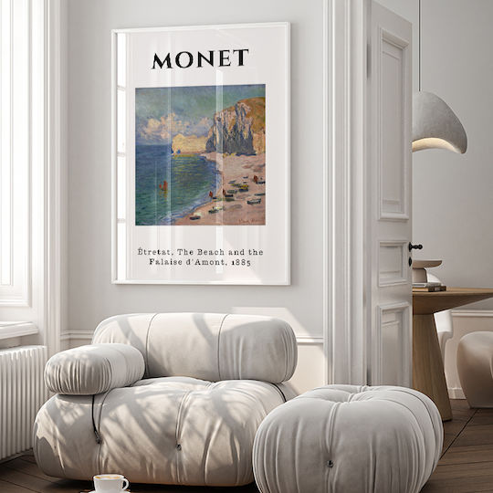 Poster Claude Monet Beach Falaise D Amont Art232 40cm X 50cm Μαύρη Ξύλινη Κορνίζα-63368pd156123f55321