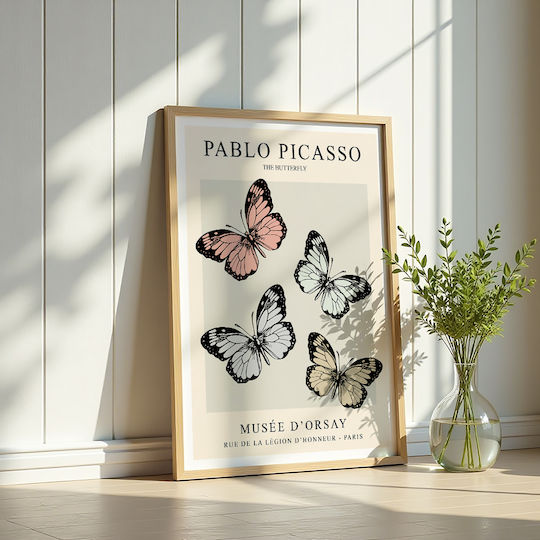 Poster Pablo Picasso Butterfly Art249 40cm X 50cm Brown Wooden Frame