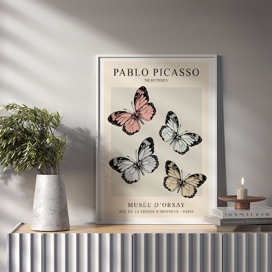 Poster Pablo Picasso Butterfly Art249 40cm X 50cm Brown Wooden Frame