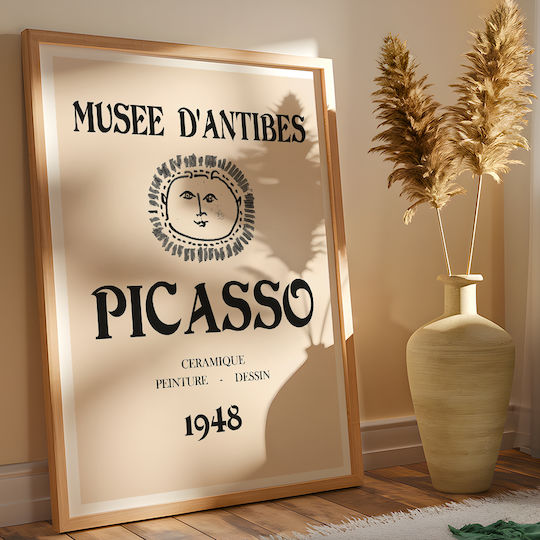Poster Pablo Picasso Musee Antibes 1948 Art248 40cm X 50cm Premium Μαύρο Ξύλινο Κάδρο-63779pd156083f55323