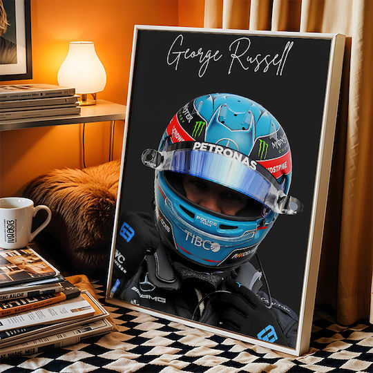 Poster Formula1 George Russell F060 40cm X 50cm Black Wooden Frame