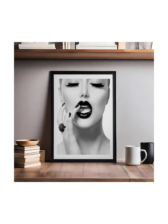 Poster Black Lips I Pst2501 40cm X 50cm Black Wooden Frame