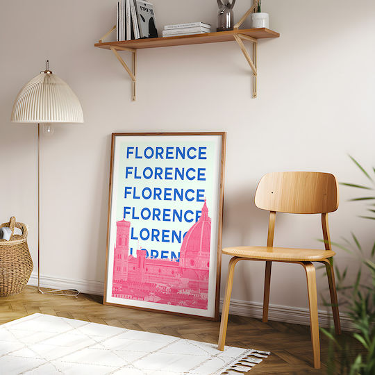 Poster Florence Pop Art Pst25515 40cm X 50cm Κορνίζα Καφέ Ξύλου 63389pd156107f63322