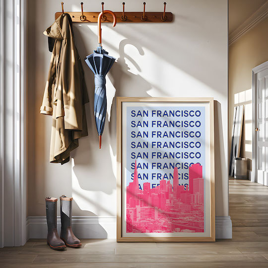 Poster San Francisco Pop Art Pst25516 40cm X 50cm Premium Μαύρο Ξύλινο Κάδρο-63388pd156106f55323