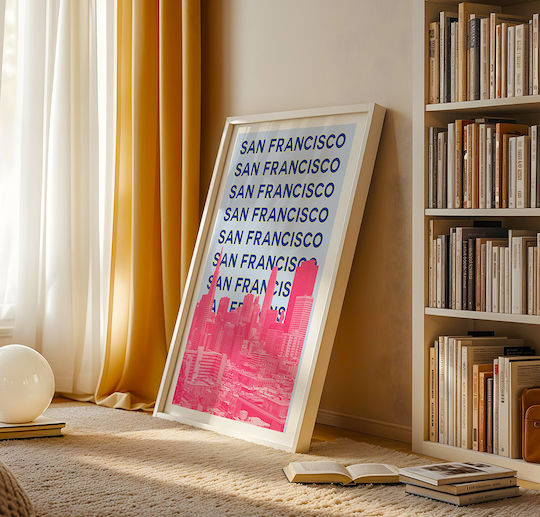 Poster San Francisco Pop Art Pst25516 40cm X 50cm Premium Μαύρο Ξύλινο Κάδρο-63388pd156106f55323