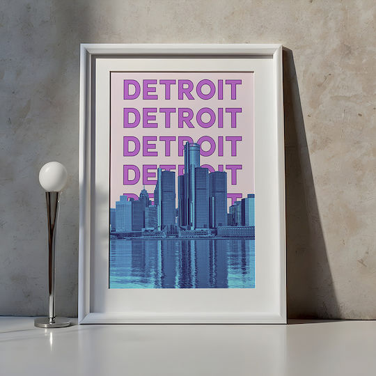 Poster Detroit Pop Art Pst25504 40cm X 50cm Μαύρη Ξύλινη Κορνίζα-63380pd156118f55321