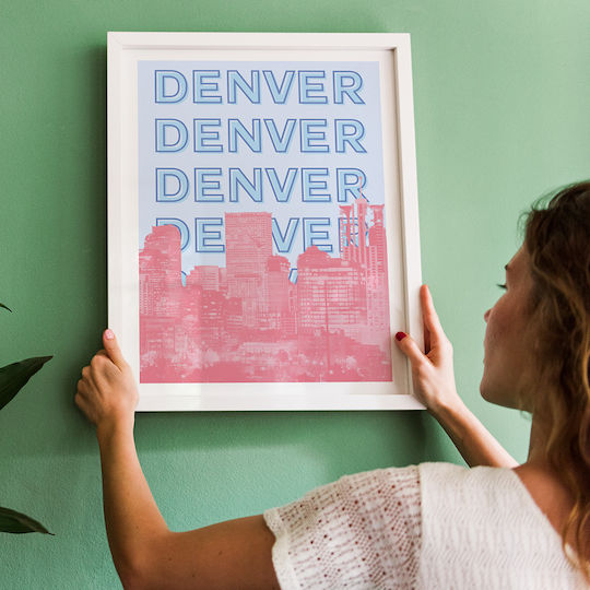 Poster Denver Pop Art Pst25519 40cm X 50cm White Wooden Frame