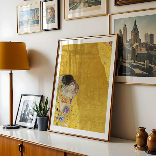 Poster Gustav Klimt Kiss Art155 40cm X 50cm Frame Natural Wood Beige 56090pd156666f55316