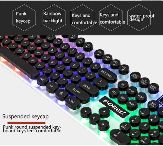 Forev FV-Q90 Gaming Keyboard Set with RGB Lighting & Mouse (English US)