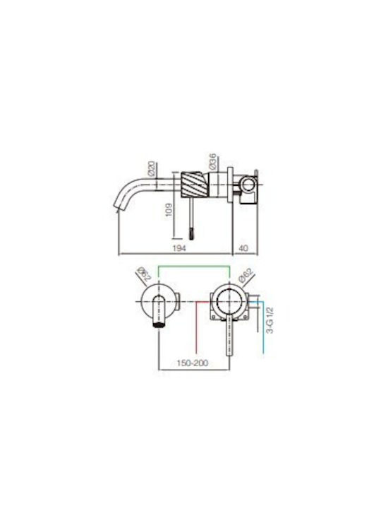 Imex Built-in Faucet Mixer for Bathroom Sink Silver