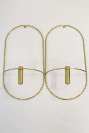 SteweHome Handgefertigtes Wanddekoration Schild Gold aus Metall 57x15x30cm 2 Stück