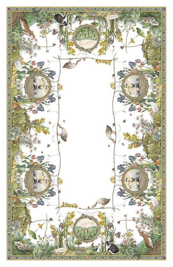 Tessitura Toscana Telerie Linen Tablecloth Linen Tablecloth Bunny Garden Brown 170x170cm
