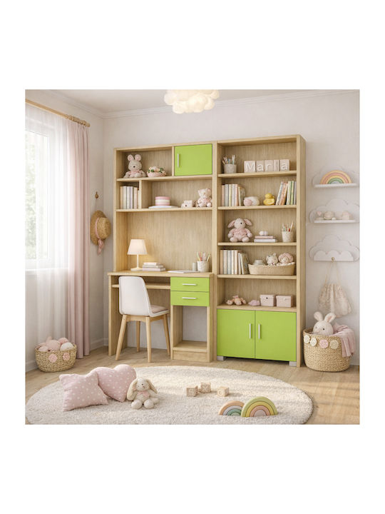 Kinder Schreibtisch mit Bibliothek aus Melamin Grüne 175x55x180cm