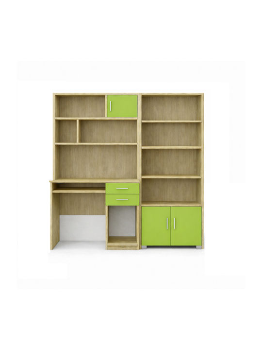 Kinder Schreibtisch mit Bibliothek aus Melamin Grüne 175x55x180cm