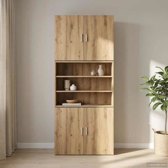 Wall Living Room Cabinet Made of Particle Board in Oak 80x42.5x64cm