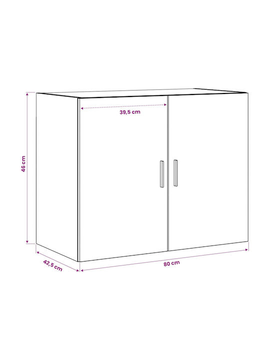 Wall Living Room Cabinet Made of Particle Board in Oak 80x42.5x64cm