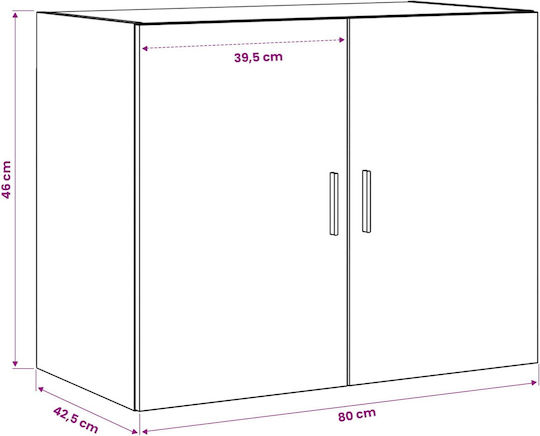 Wall Living Room Cabinet Made of Particle Board in Oak 80x42.5x64cm