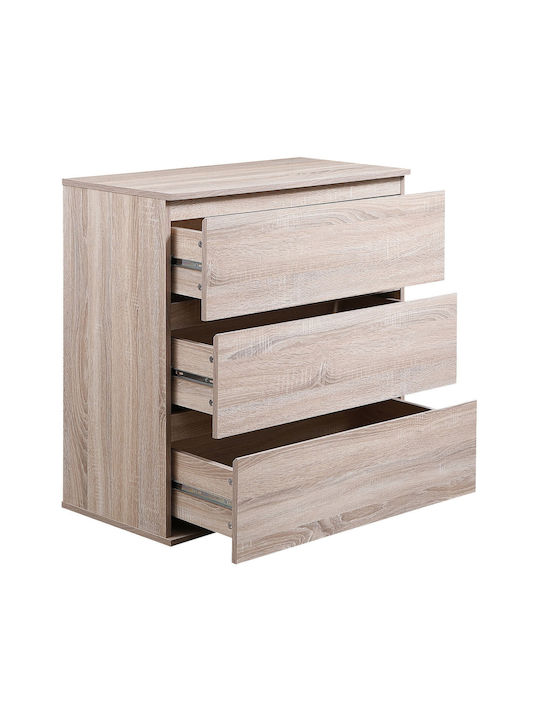 Kommode Schlafzimmer Holz mit 3 Schubladen Natürliches Holzschatten 80x40x80cm