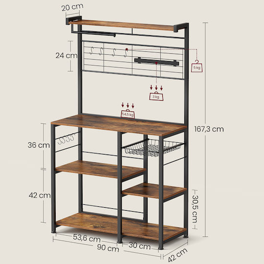 Brown Bookcase 90x42x167cm