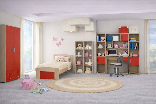Sarris Kinderbett Einzeln Rote Für Matratze 90x190cm