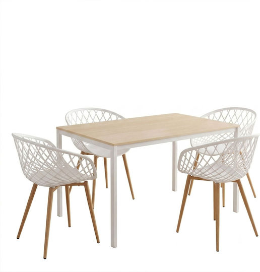 Dining Room Set Ezra Ezra with 4 Chairs 120x75cm