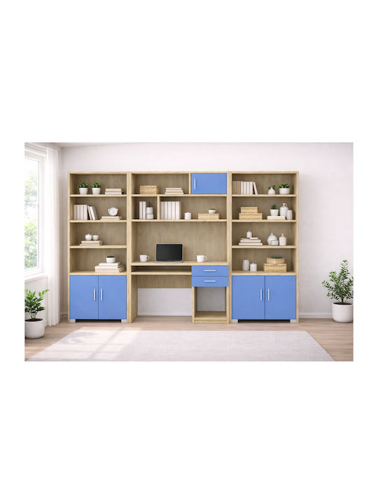 Floor Bookcase Wooden Light Blue 75x30x180cm