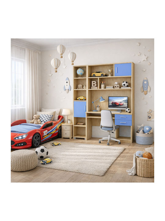 Holz Boden Bücherregal Hellblau 100x30x100cm