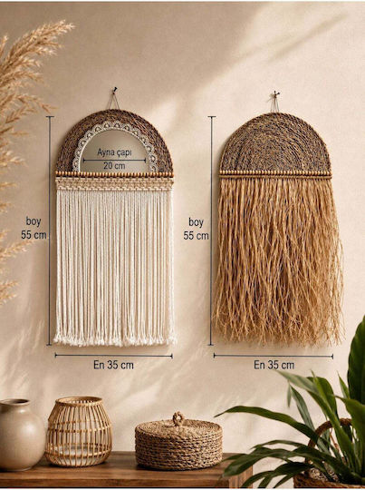 SteweHome Macrame Handmade Yellow Fabric Wall Decor