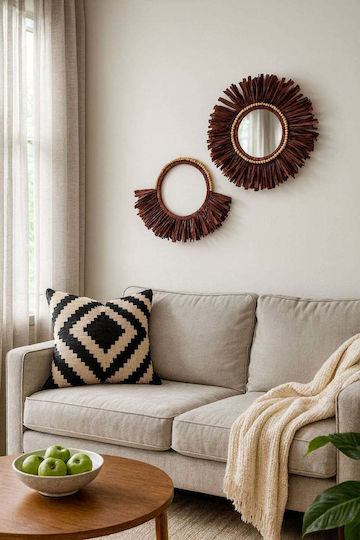 SteweHome Handmade Wall Decor Brown Wooden 40x40cm 2 Pieces