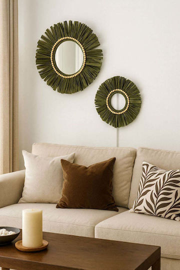 SteweHome Wall Decor Handmade Green Wooden 2 Pieces