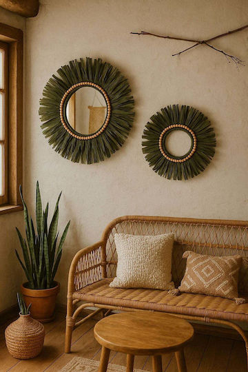 SteweHome Wall Decor Handmade Green Wooden 2 Pieces