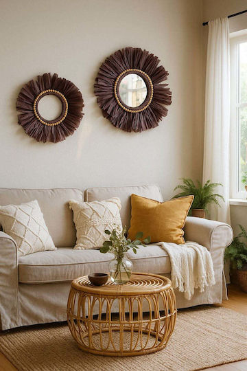 SteweHome Handmade Wall Decor Brown Wooden 40x40cm 2 Pieces
