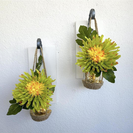 SteweHome Wall Decor Green Wooden 30x14cm 2 Pieces
