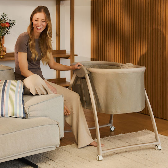 Lionelo Baby Cradle with Mattress and Wheels Beige