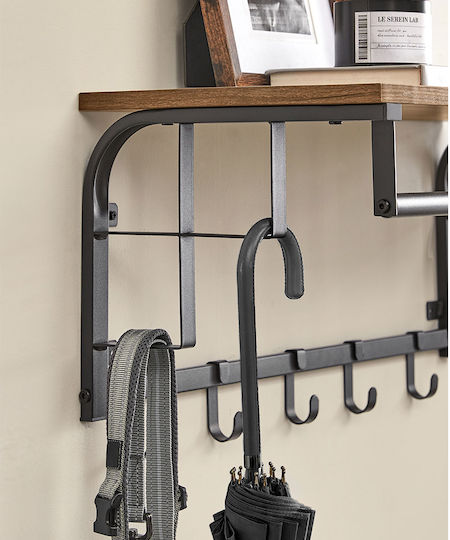 Vasagle Wall Hanger Metal 5 Hooks Brown 66x27x30cm