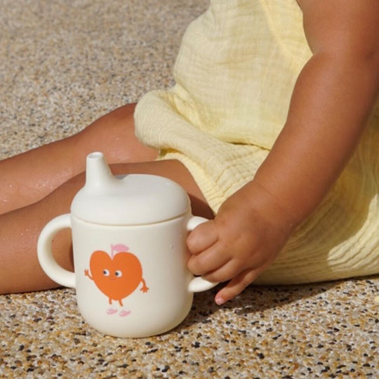 Sunnylife Baby- und Kleinkindbecher mit Griffen und Strohhalm aus Silikon Weiß S61SCPPC