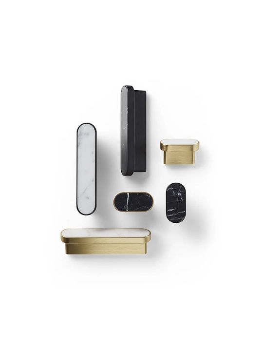 Sc Herrajes 880 Furniture Handle Made of Marble & Metallic Black with Hole Centers 96mm