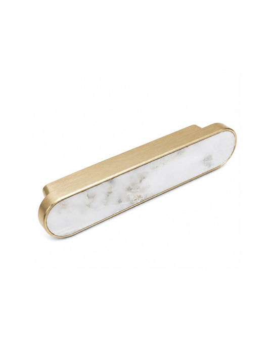 Sc Herrajes 880 Furniture Handle Made of Marble & Metallic Gold with Hole Centers 32mm